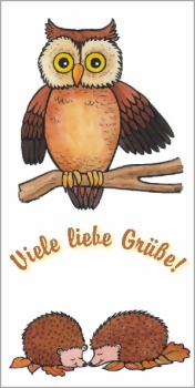 Motiv Eule mit zwei Igel